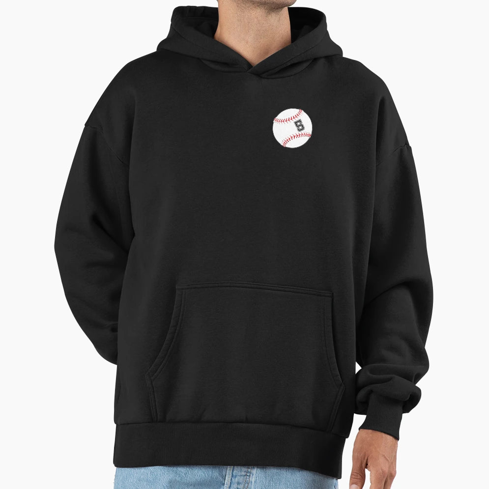 Baseball Player Jersey No 5 Back Hoodie - Fun Novelty Design Men Women - T-Shirt, Sweatshirt, Hoodie