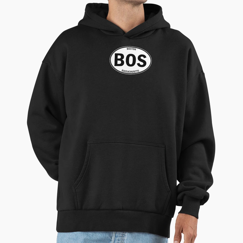 Bos Boston Massachusetts Oval Travel Hoodie - Novelty Apparel Men Women - T-Shirt, Sweatshirt, Hoodie