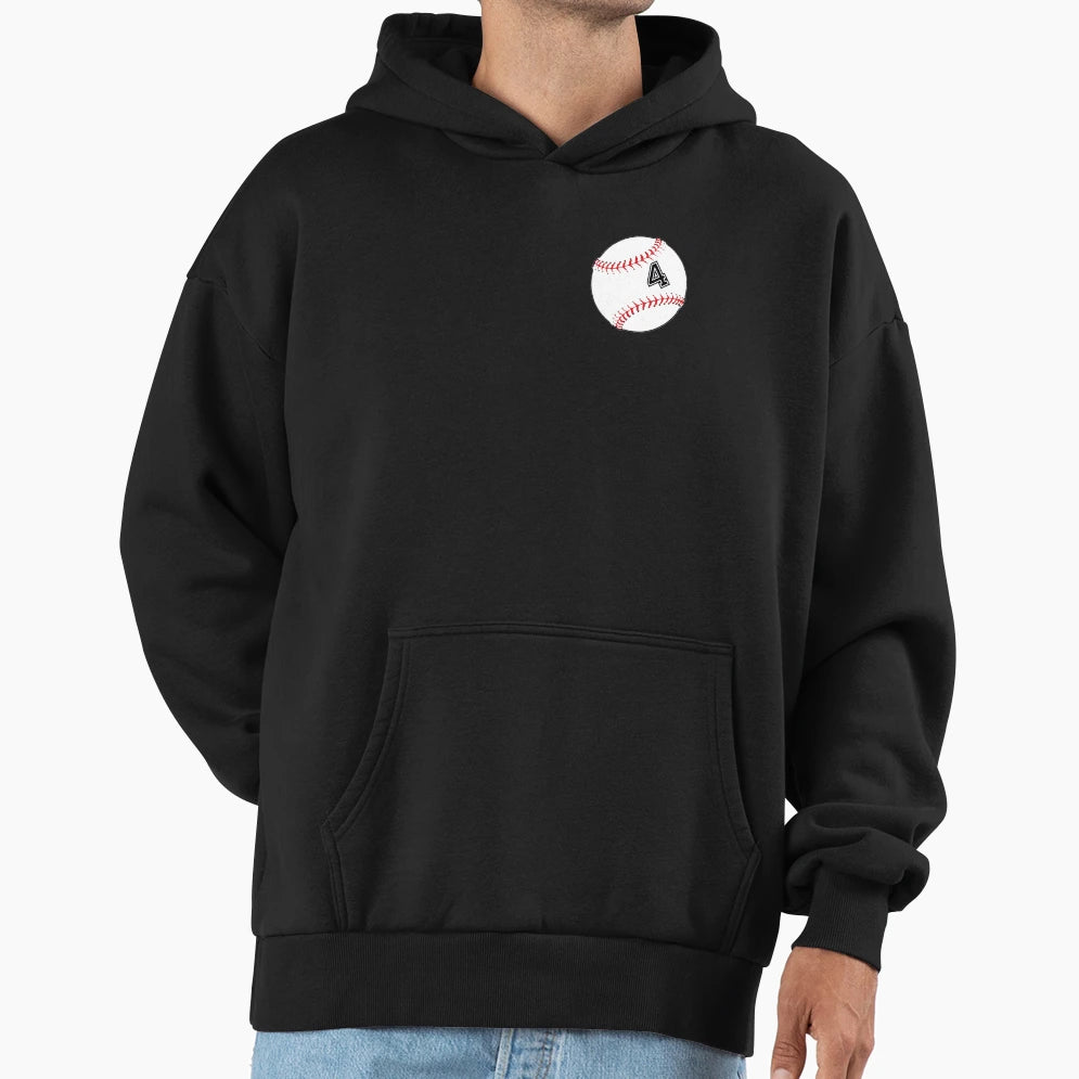 Baseball Player Jersey No 4 Back Number 4 Hoodie - Unique Graphic Unisex - T-Shirt, Sweatshirt, Hoodie