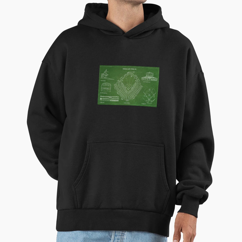 Wrigley Field Green Version Hoodie - Novelty Apparel Unisex - T-Shirt, Sweatshirt, Hoodie