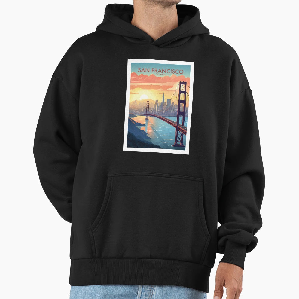 San Francisco Travel Art Hoodie - Trendy Graphic for Adults - T-Shirt, Sweatshirt, Hoodie