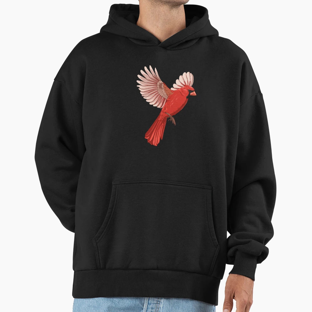 Flying Bird Northern Cardinal Hoodie - Streetwear Style Unisex - T-Shirt, Sweatshirt, Hoodie