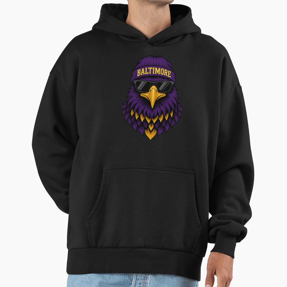 Baltimore Raven Fan Art Hoodie - Fun Novelty Design Men Women - T-Shirt, Sweatshirt, Hoodie