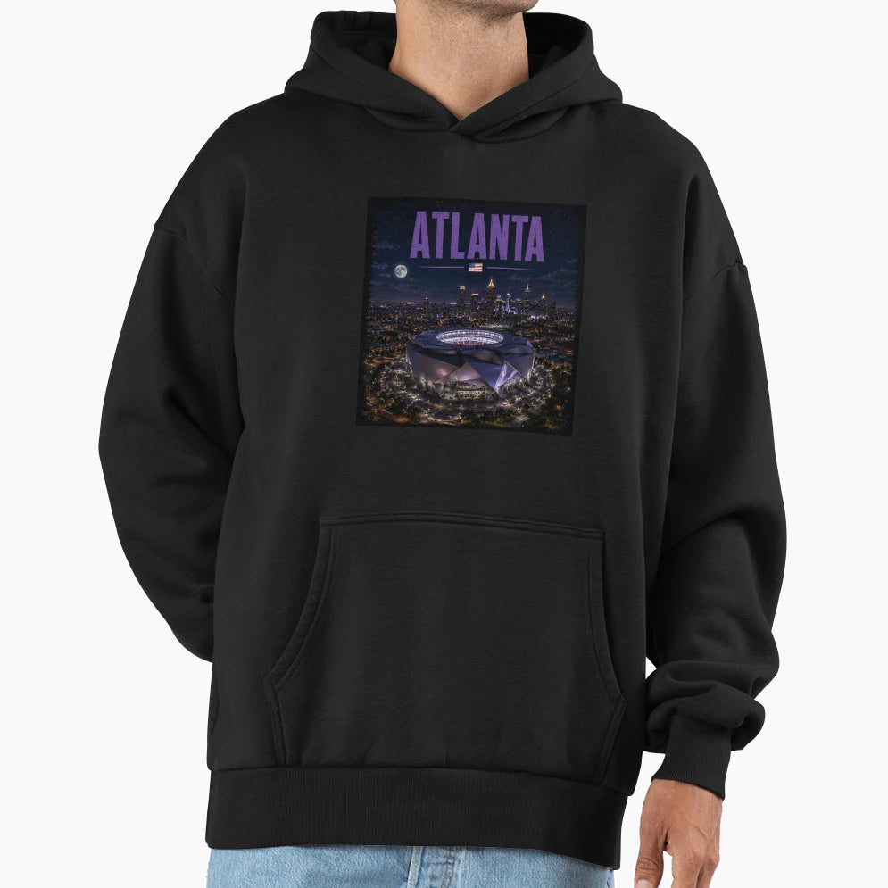 Atlanta Cinematic Stadium Us Flag Hoodie - Unique Graphic Men Women - T-Shirt, Sweatshirt, Hoodie