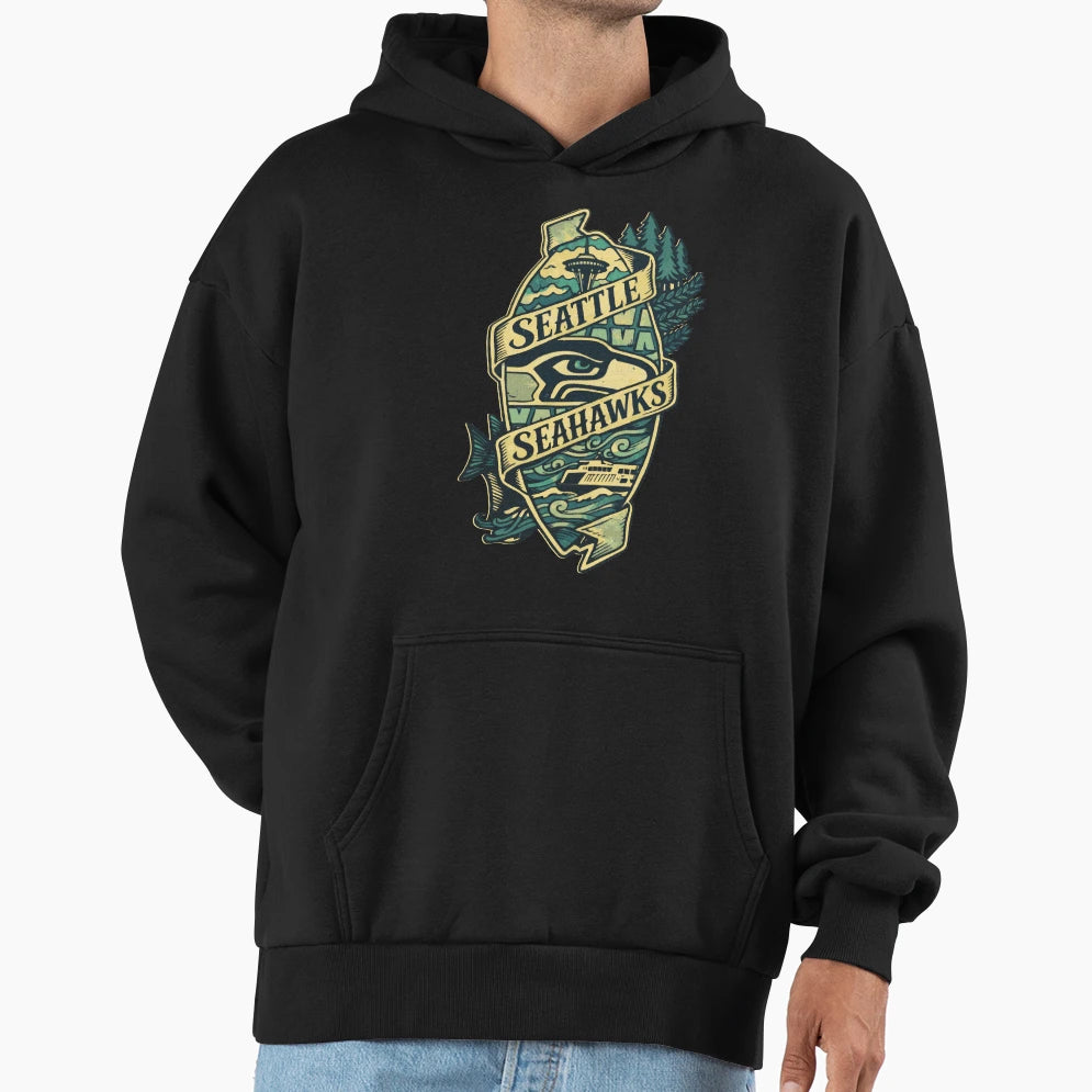 Seattle Sea Hoodie - Unique Graphic Unisex - T-Shirt, Sweatshirt, Hoodie