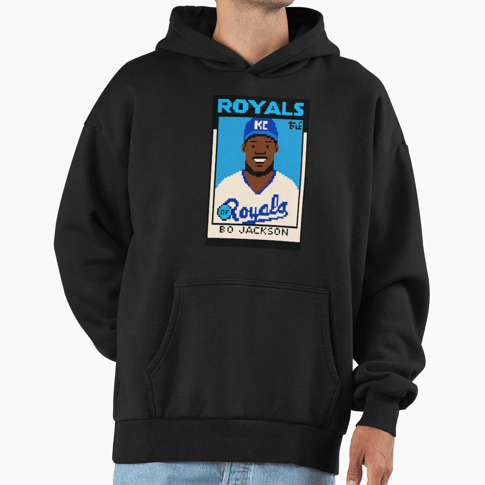 Bo Jackson 8 Bit Royals Baseball Card Art Hoodie - Custom Art Print Unisex - T-Shirt, Sweatshirt, Hoodie