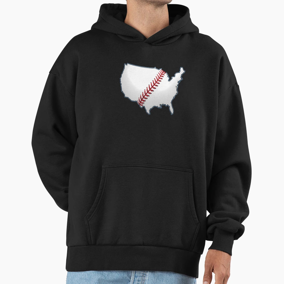 Usa United States Baseball Stitch Americas Hoodie - Trendy Graphic Unisex - T-Shirt, Sweatshirt, Hoodie