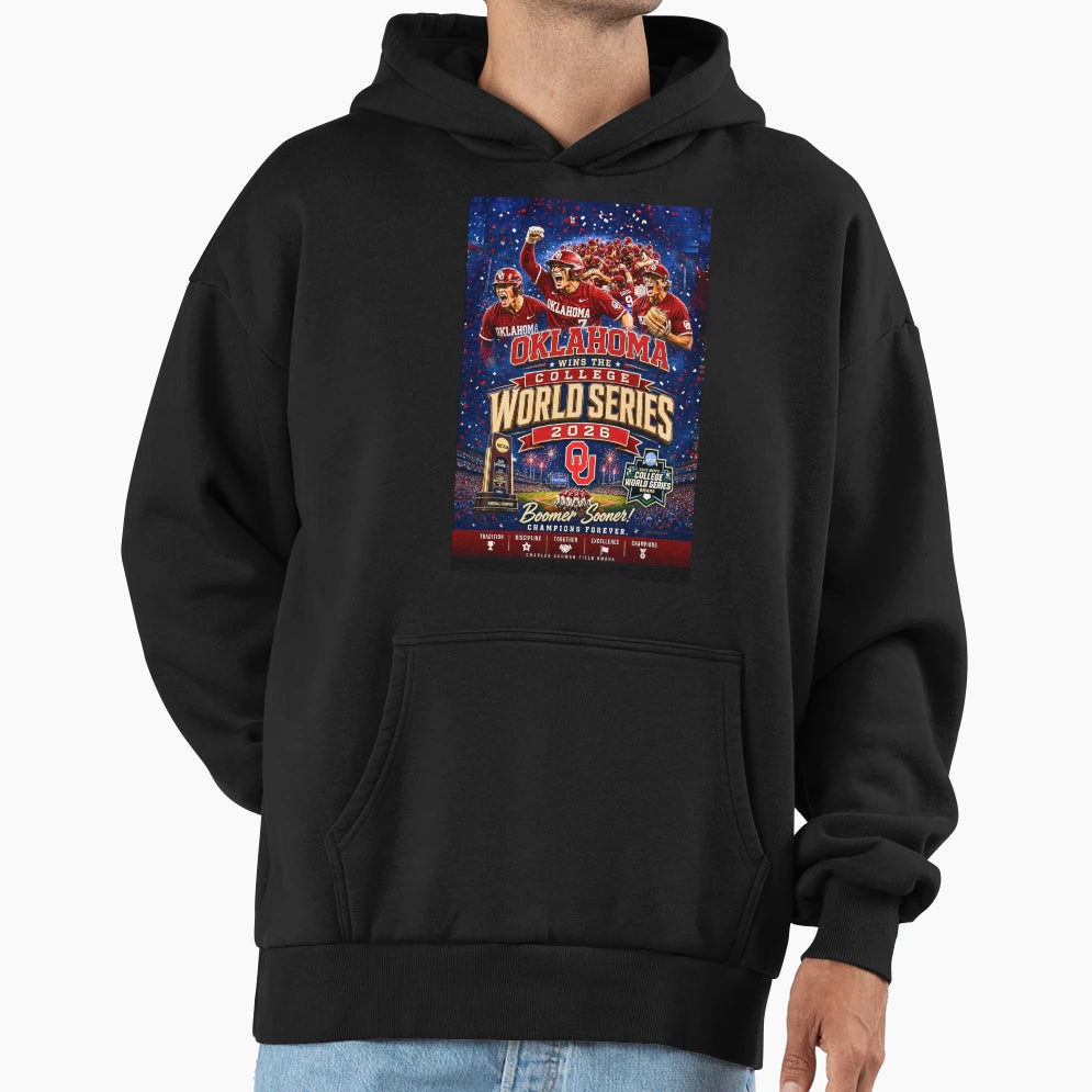 Oklahoma Wins College Baseball World Hoodie - Aesthetic Graphic for Adults - T-Shirt, Sweatshirt, Hoodie