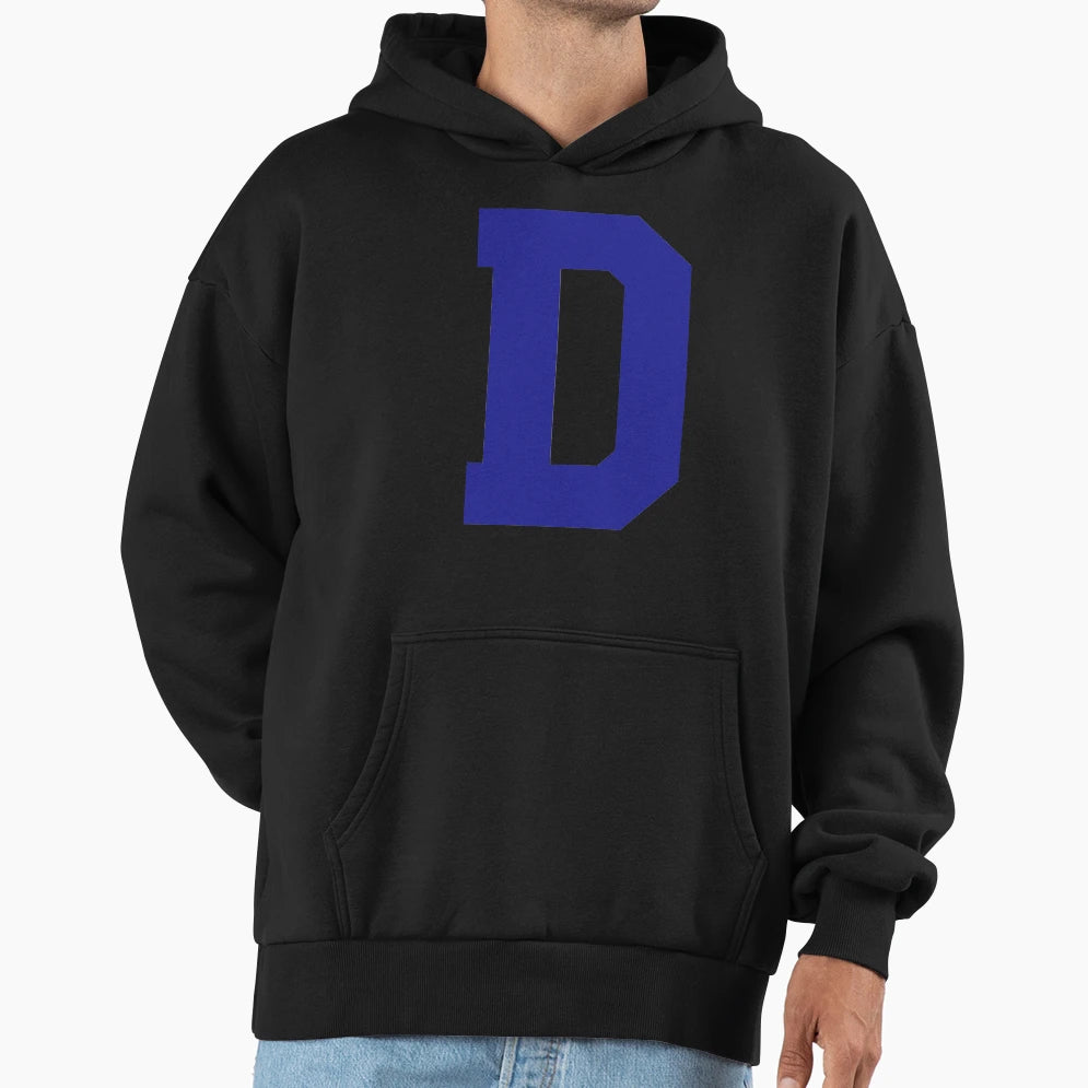 Alphabet Blue D Sports Letter D Hoodie - Trendy Graphic for Adults - T-Shirt, Sweatshirt, Hoodie