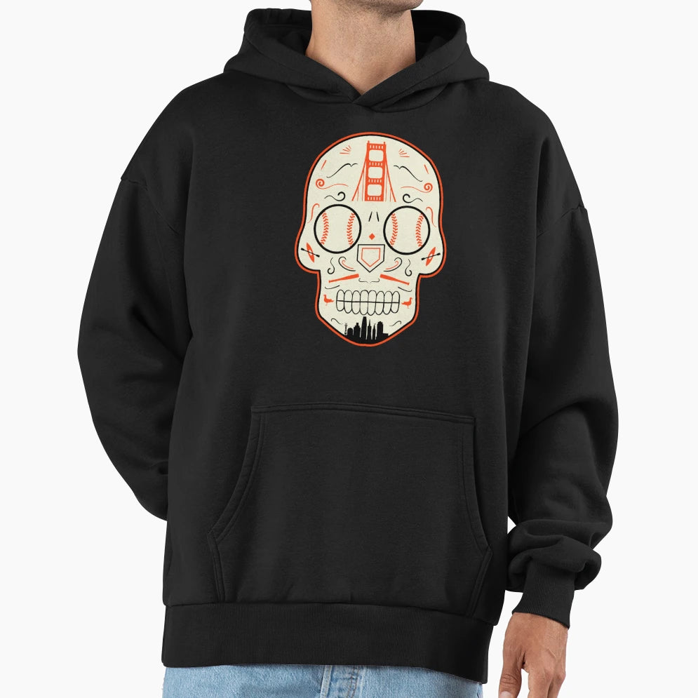 San Francisco Baseball Sugar Skull 1 Hoodie - Graphic Print Men Women - T-Shirt, Sweatshirt, Hoodie