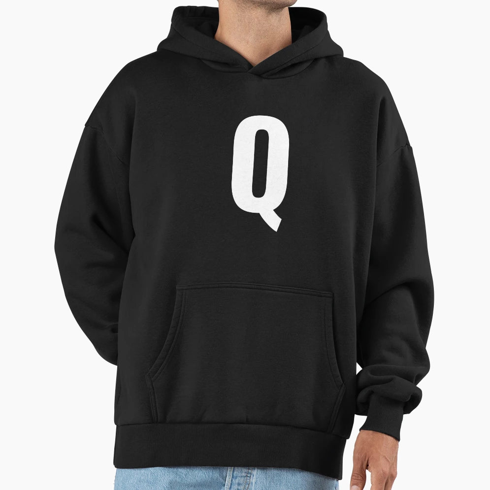 Q Letter Abc Letter Q Hoodie - Minimalist Print for Adults - T-Shirt, Sweatshirt, Hoodie