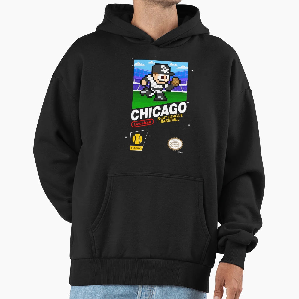 Chicago 8 Bit Videogame Cart Hoodie - Unique Graphic Unisex - T-Shirt, Sweatshirt, Hoodie