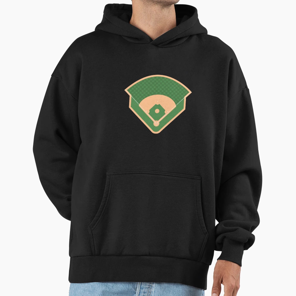 Baseball Field Hoodie - Aesthetic Graphic for Adults - T-Shirt, Sweatshirt, Hoodie