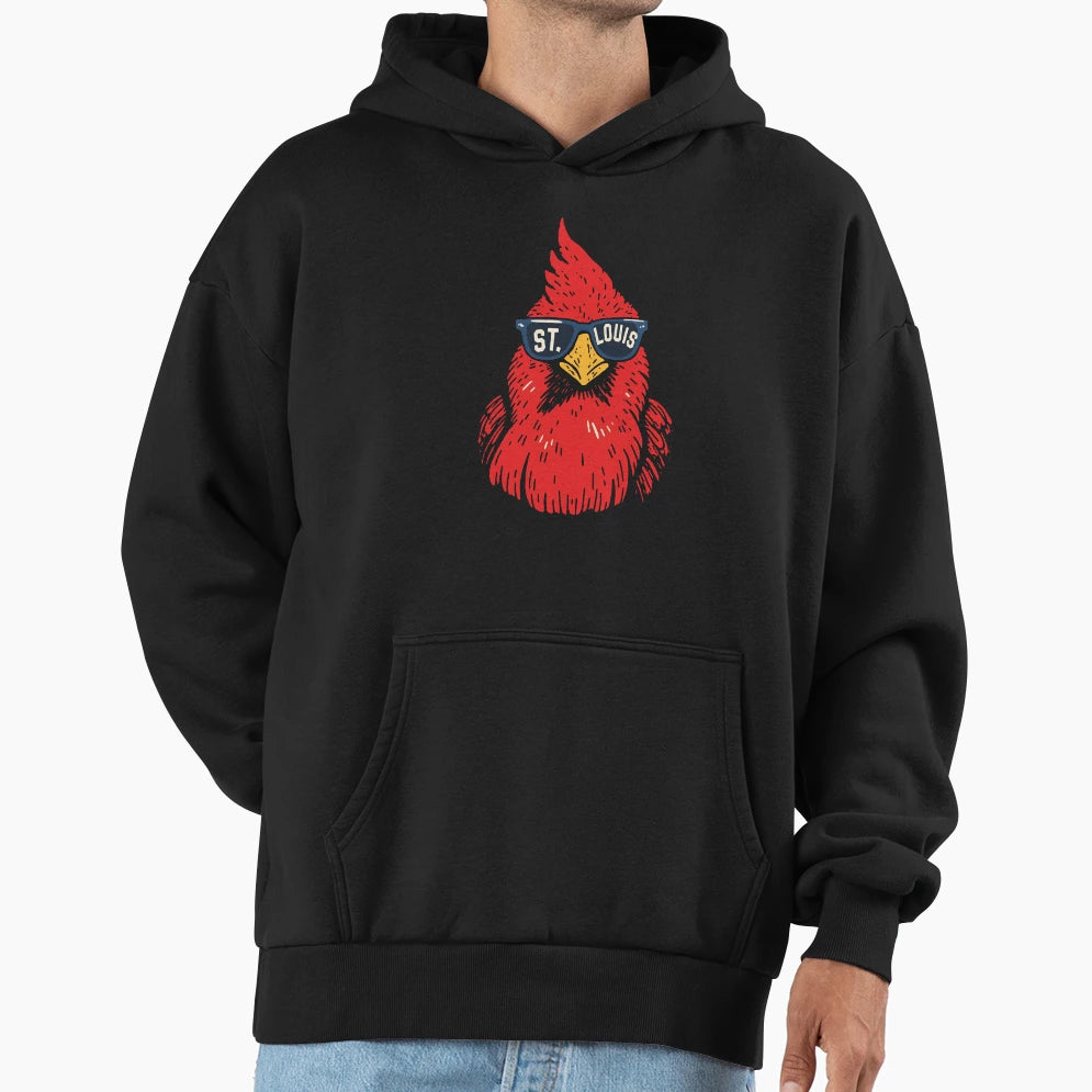 Red Bird Mascot Drawing Baseball Hoodie - Novelty Apparel Men Women - T-Shirt, Sweatshirt, Hoodie