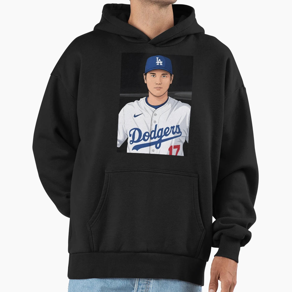 Shohei Ohtani Vector Illustration Hoodie - Aesthetic Graphic for Adults - T-Shirt, Sweatshirt, Hoodie