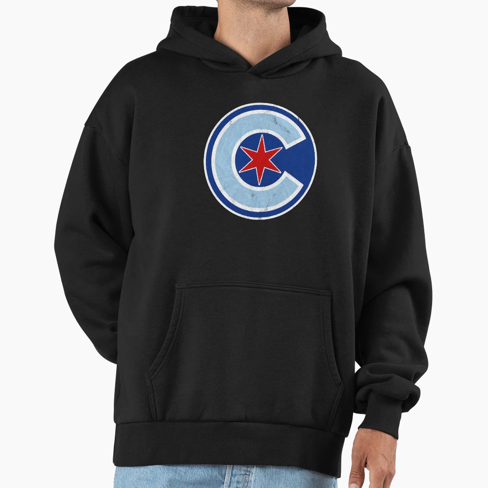 Chicago Wrigleyville Star Logo Emblem Hoodie - Custom Art Print Men Women - T-Shirt, Sweatshirt, Hoodie