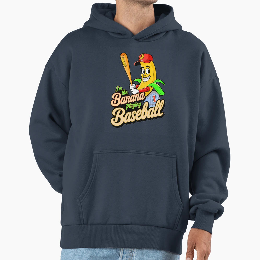 Banana Baseball Play Ball Home Run Hoodie - Fun Novelty Design Men Women - T-Shirt, Sweatshirt, Hoodie