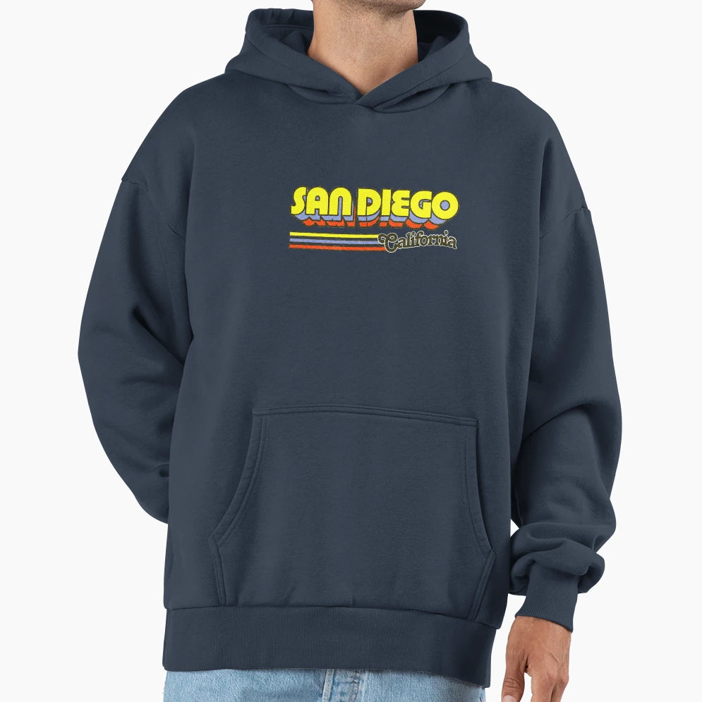 San Diego Ca City Stripes Hoodie - Fun Novelty Design Unisex - T-Shirt, Sweatshirt, Hoodie