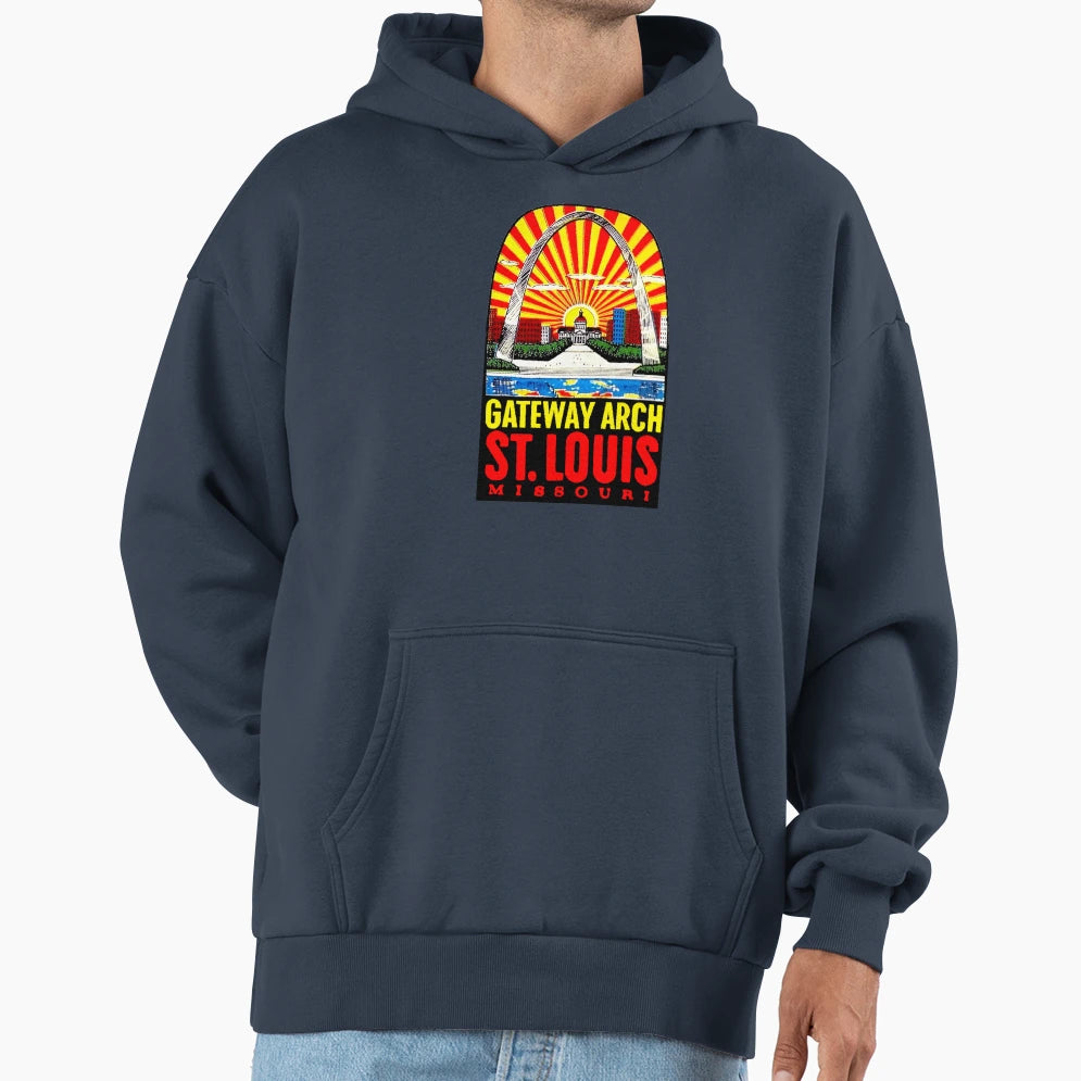 Gateway Arch St Louis Travel Decal Hoodie - Aesthetic Graphic for Adults - T-Shirt, Sweatshirt, Hoodie