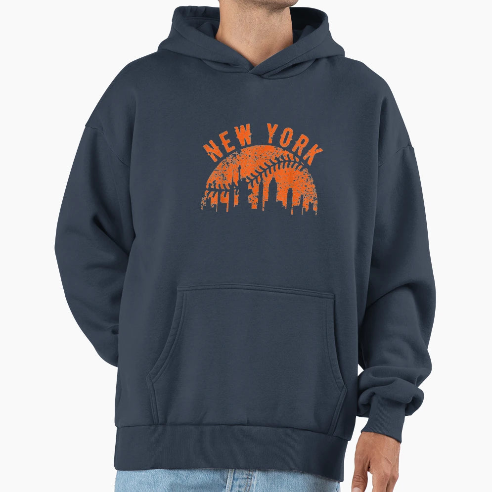 New York Ny Skyline City Baseball Met Hoodie - Novelty Apparel Men Women - T-Shirt, Sweatshirt, Hoodie