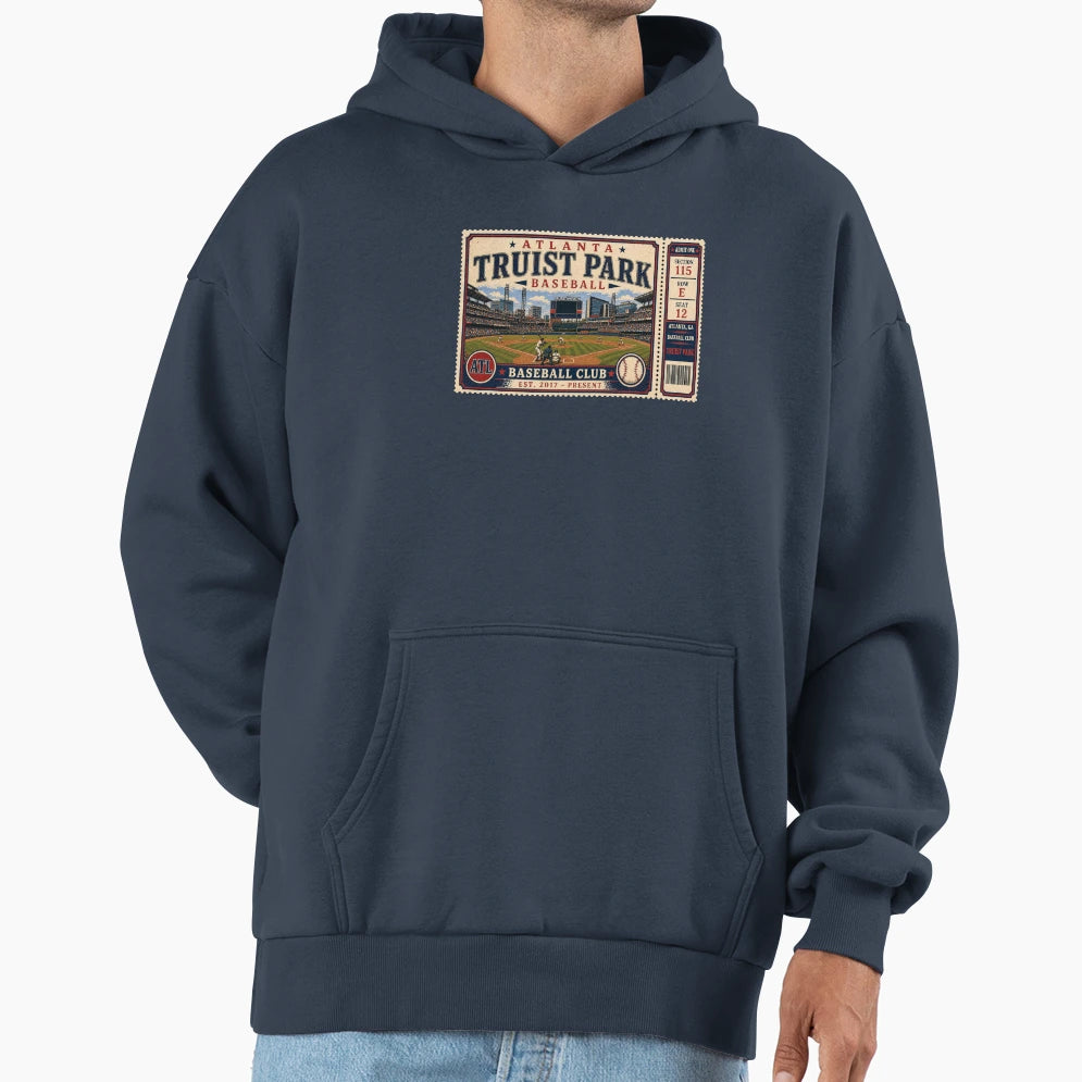 Atlanta Baseball Ticket Stub Truist Hoodie - Minimalist Print Men Women - T-Shirt, Sweatshirt, Hoodie