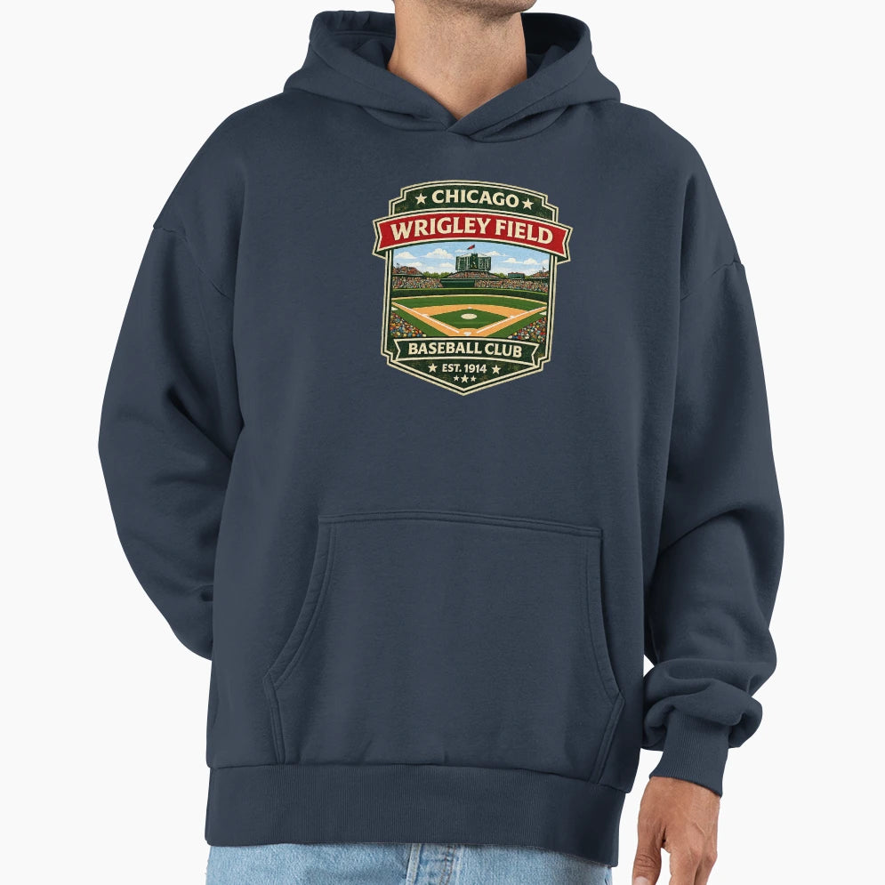 Chicago Wrigley Field Stadium Badge Hoodie - Streetwear Style Men Women - T-Shirt, Sweatshirt, Hoodie