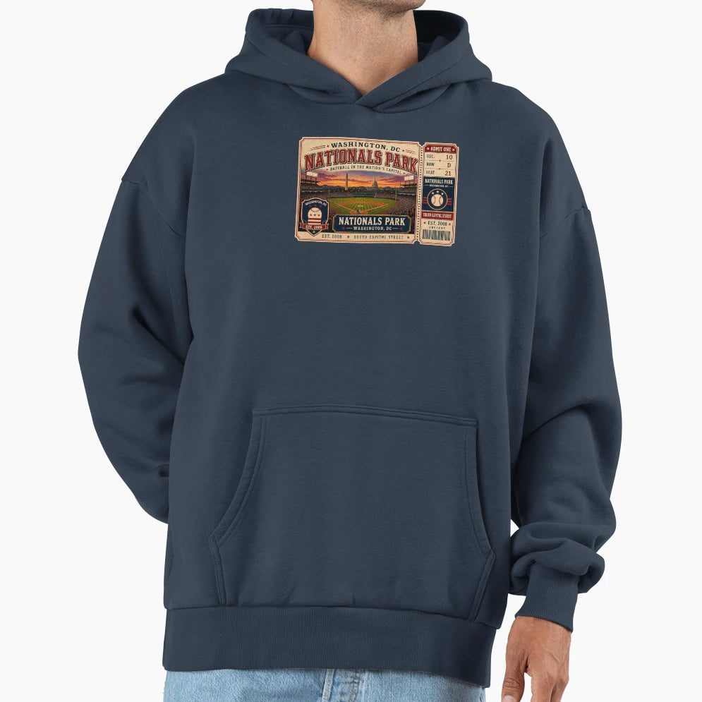 Washington Nationals Park Baseball Hoodie - Novelty Apparel for Adults - T-Shirt, Sweatshirt, Hoodie