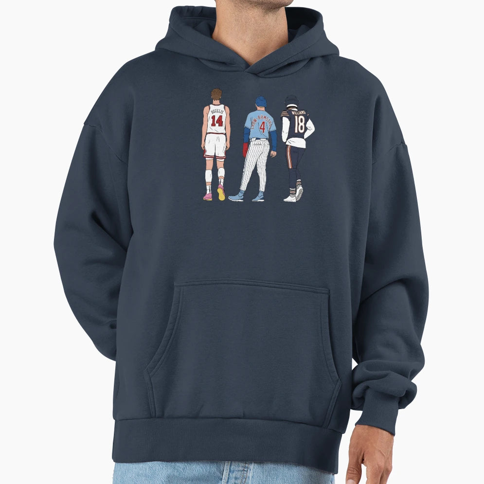 Chicago Big 3 Hoodie - Casual Everyday Wear Men Women - T-Shirt, Sweatshirt, Hoodie