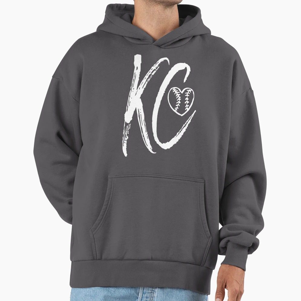 Kansas City Baseball Heart I Love Kc Hoodie - Unique Graphic Men Women - T-Shirt, Sweatshirt, Hoodie
