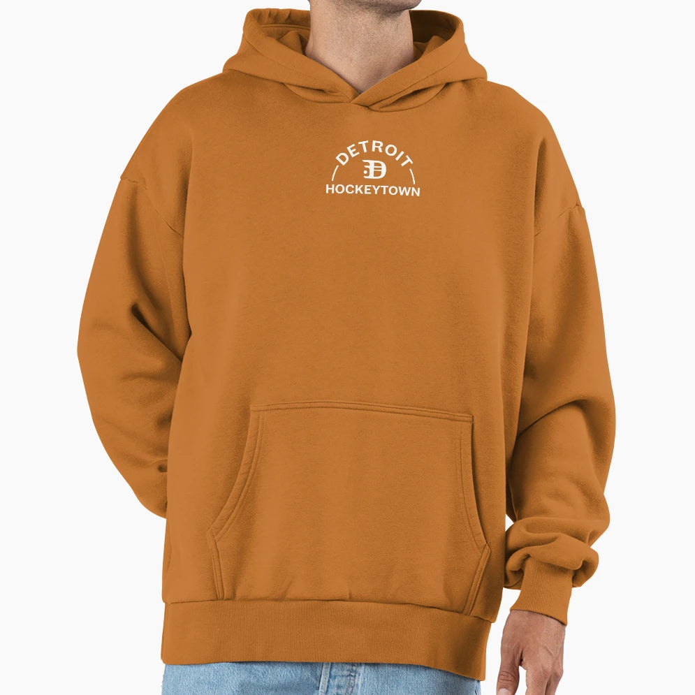 Detroit Hockeytown Badge White Hoodie - Casual Everyday Wear Unisex - T-Shirt, Sweatshirt, Hoodie