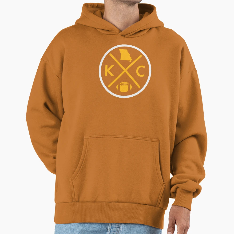 Kansas City Football Emblem Kc Hoodie - Trendy Graphic for Adults - T-Shirt, Sweatshirt, Hoodie