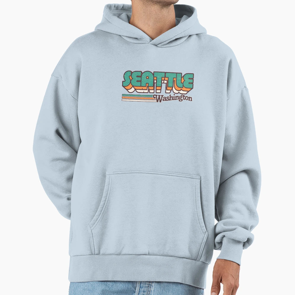 Seattle Wa City Stripes Hoodie - Fun Novelty Design Men Women - T-Shirt, Sweatshirt, Hoodie