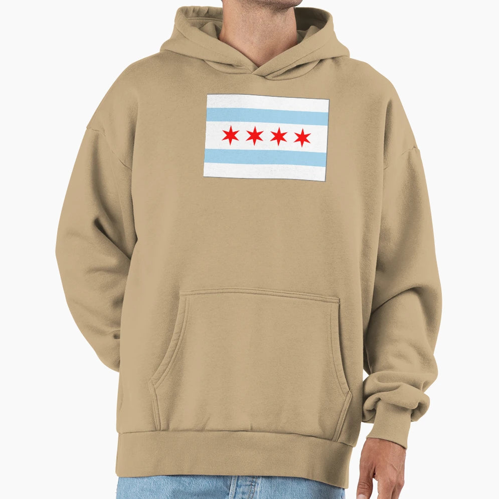 Chicago Flag Hoodie - Fun Novelty Design Unisex - T-Shirt, Sweatshirt, Hoodie