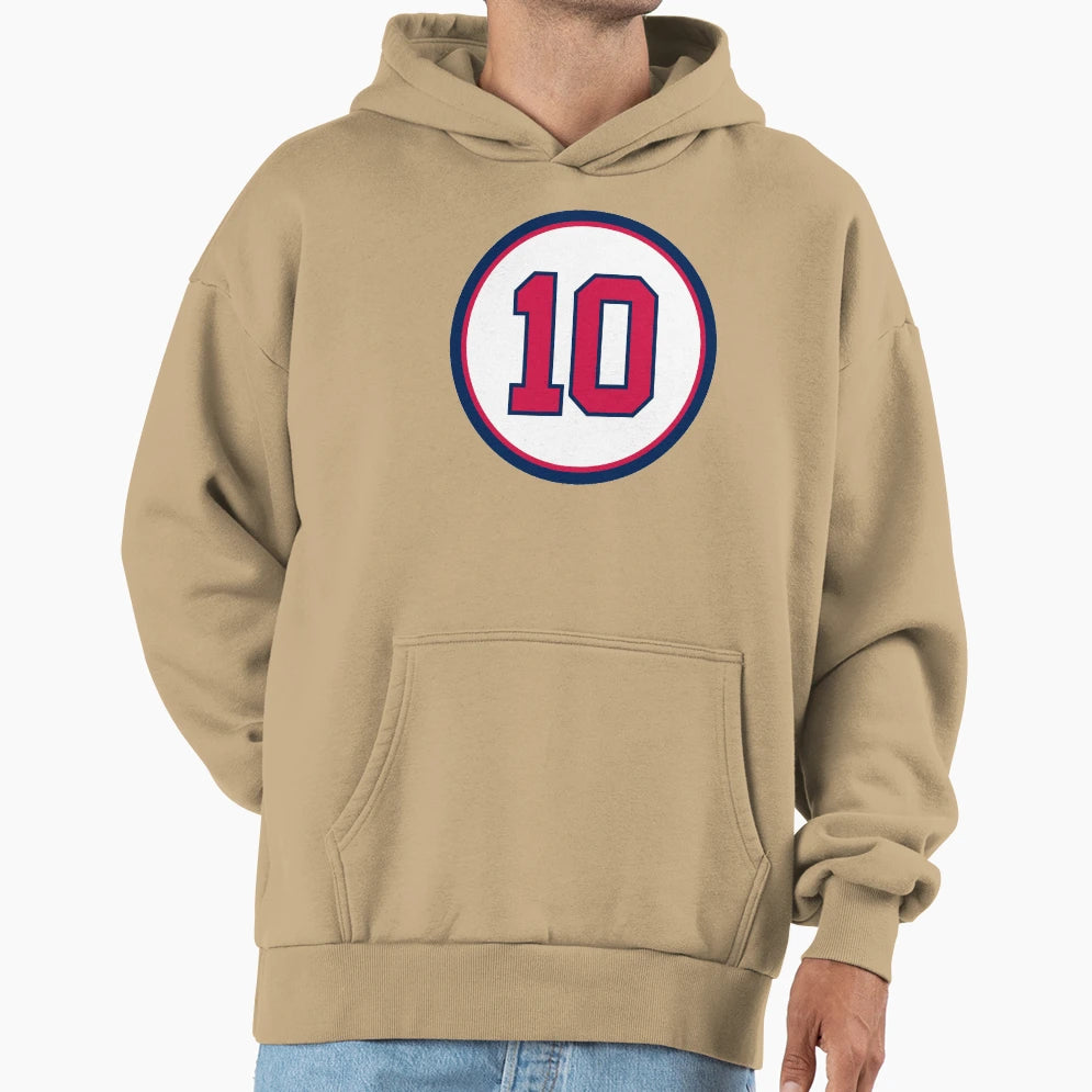 Chipper Jones 10 Jersey Number Hoodie - Fun Novelty Design for Adults - T-Shirt, Sweatshirt, Hoodie