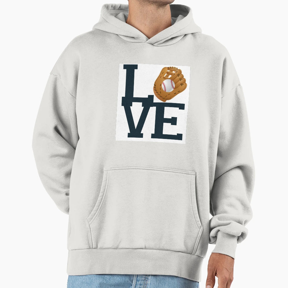Love Baseball Hoodie - Minimalist Print for Adults - T-Shirt, Sweatshirt, Hoodie