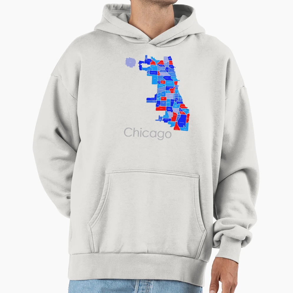 Chicago Red Blue Hoodie - Custom Art Print Unisex - T-Shirt, Sweatshirt, Hoodie