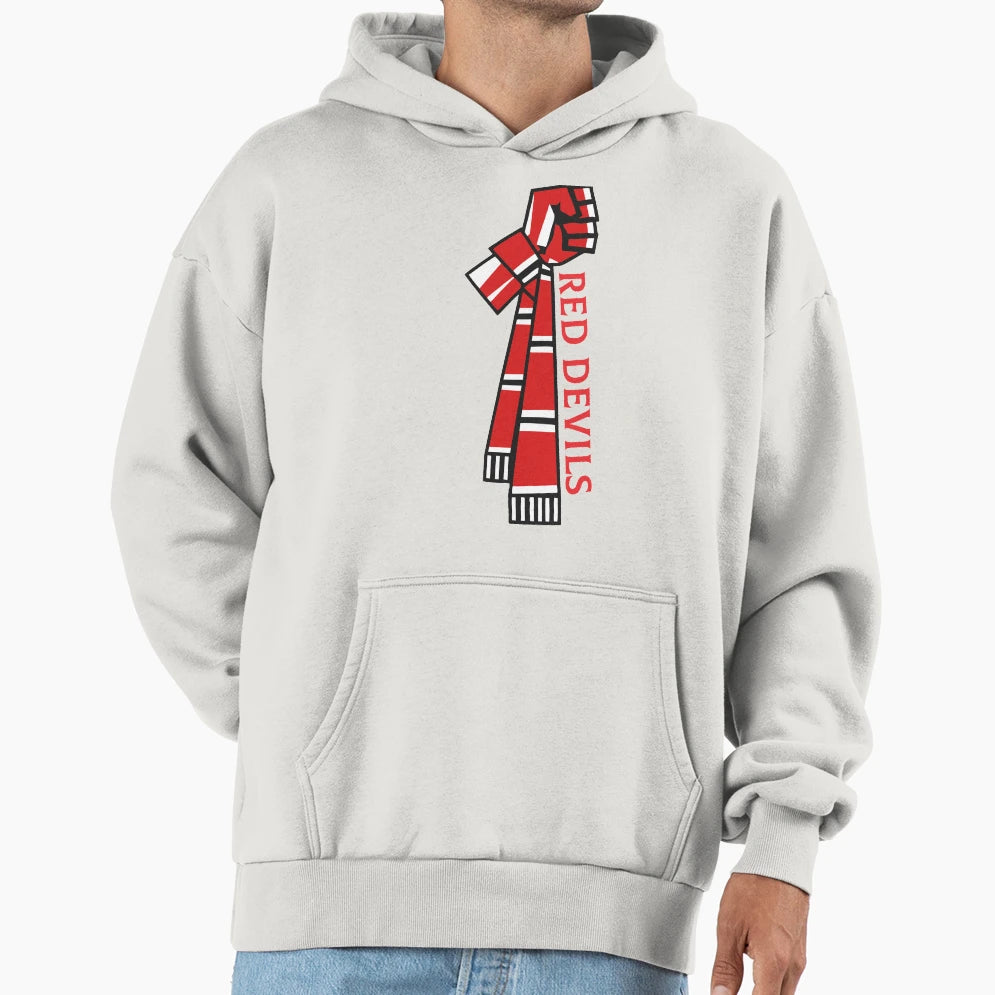 Manchester United Scarf Fan Hoodie - Casual Everyday Wear for Adults - T-Shirt, Sweatshirt, Hoodie