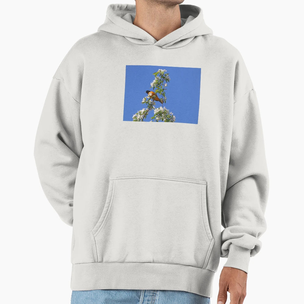 Oriole And White Blossoms Hoodie - Streetwear Style Unisex - T-Shirt, Sweatshirt, Hoodie