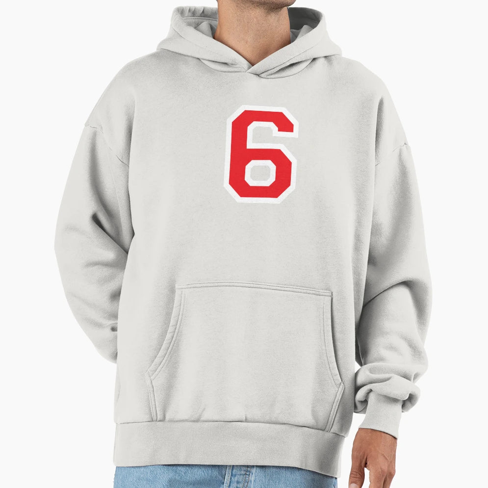Jersey Uniform Number 6 Block Hoodie - Fun Novelty Design Men Women - T-Shirt, Sweatshirt, Hoodie