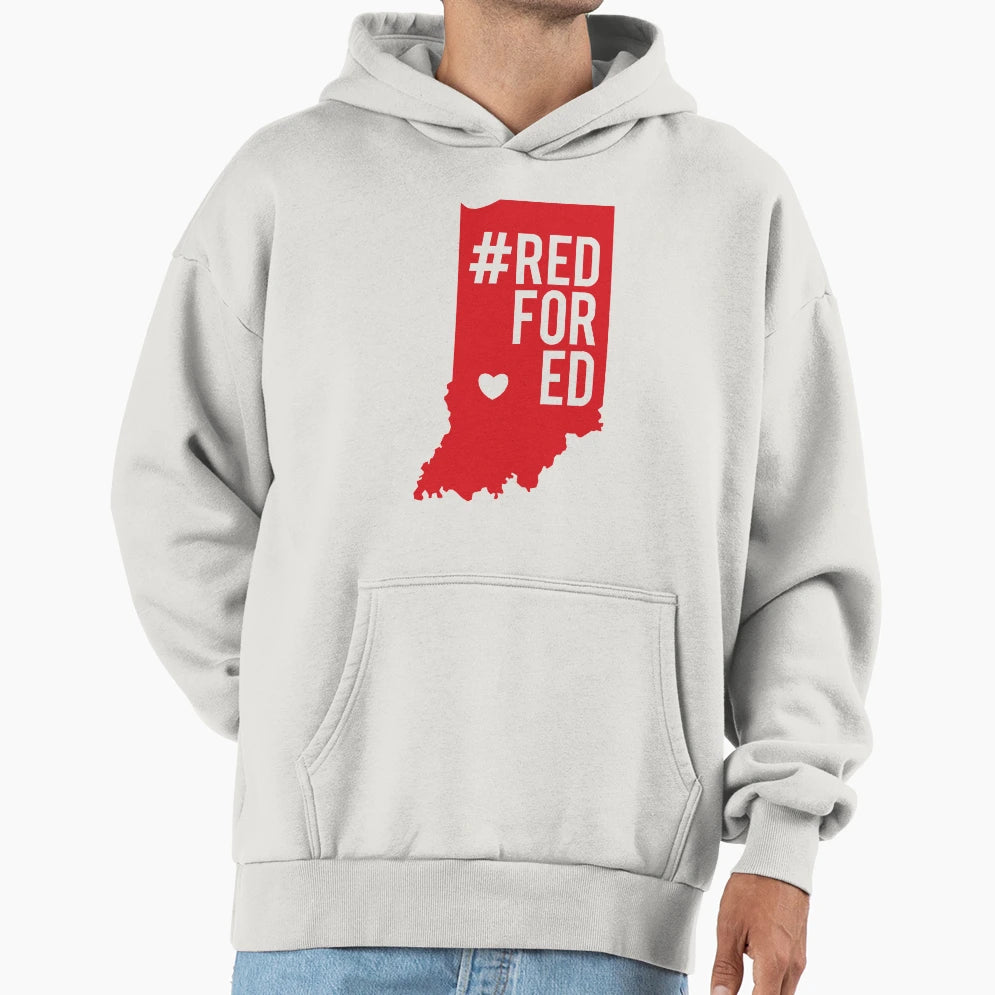 Red Ed Indiana Teacher Education Hoodie - Minimalist Print for Adults - T-Shirt, Sweatshirt, Hoodie