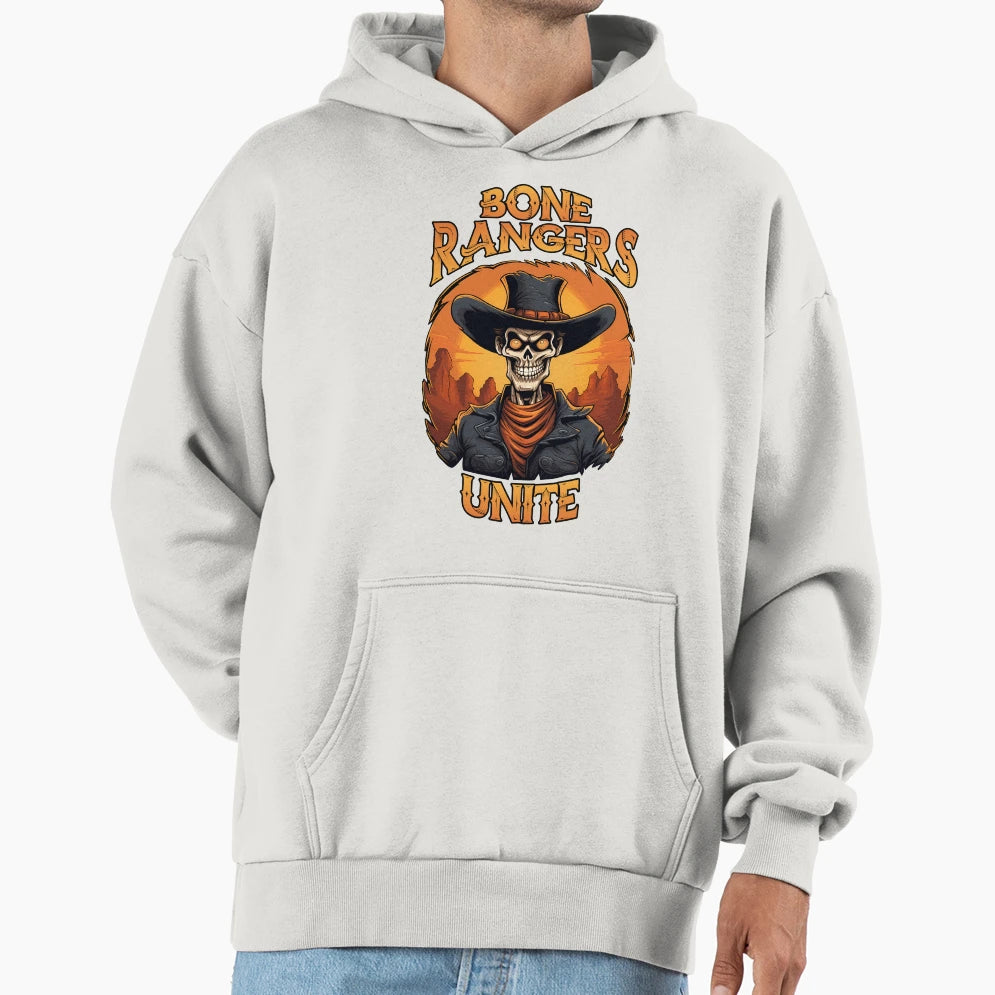 Western Halloween Skeleton Artwork Day Hoodie - Custom Art Print Men Women - T-Shirt, Sweatshirt, Hoodie