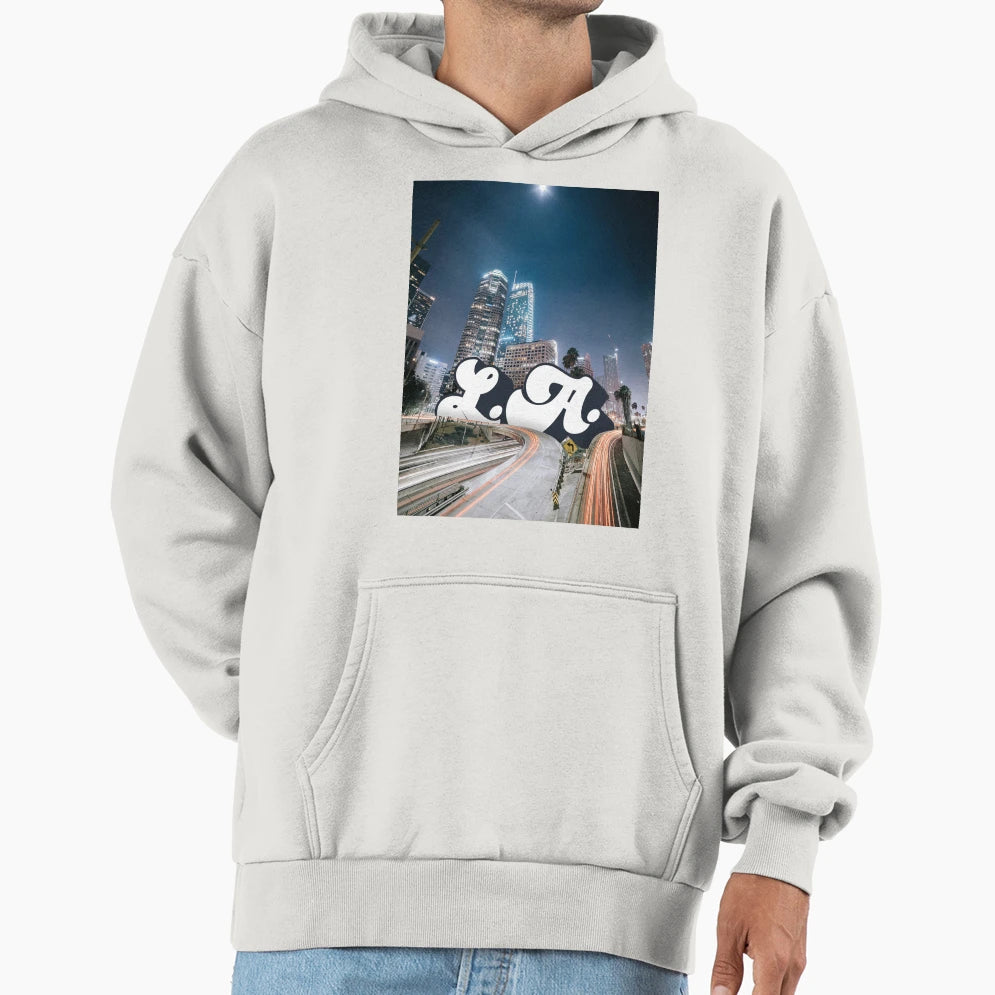 Los Angeles Glow City Streets Hoodie - Casual Everyday Wear for Adults - T-Shirt, Sweatshirt, Hoodie