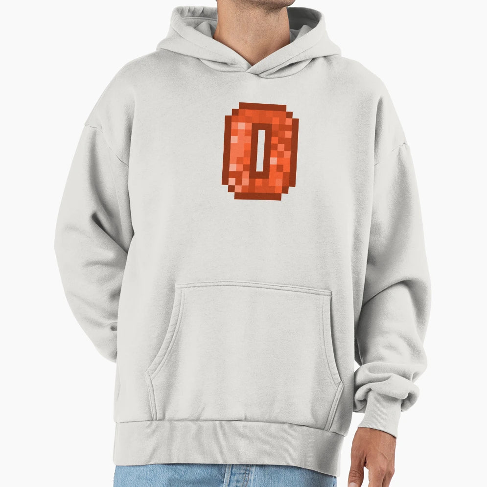 Letter Art Orange Pixel Pattern O Hoodie - Streetwear Style Unisex - T-Shirt, Sweatshirt, Hoodie