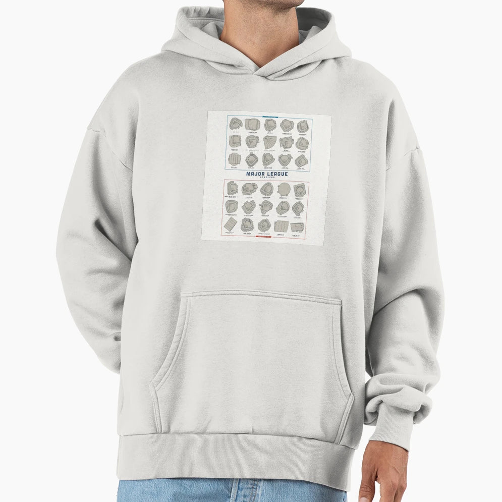 Major League Stadiums Hoodie - Fun Novelty Design for Adults - T-Shirt, Sweatshirt, Hoodie