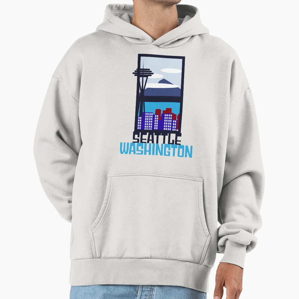 Seattle Skyline Hoodie - Aesthetic Graphic Men Women - T-Shirt, Sweatshirt, Hoodie
