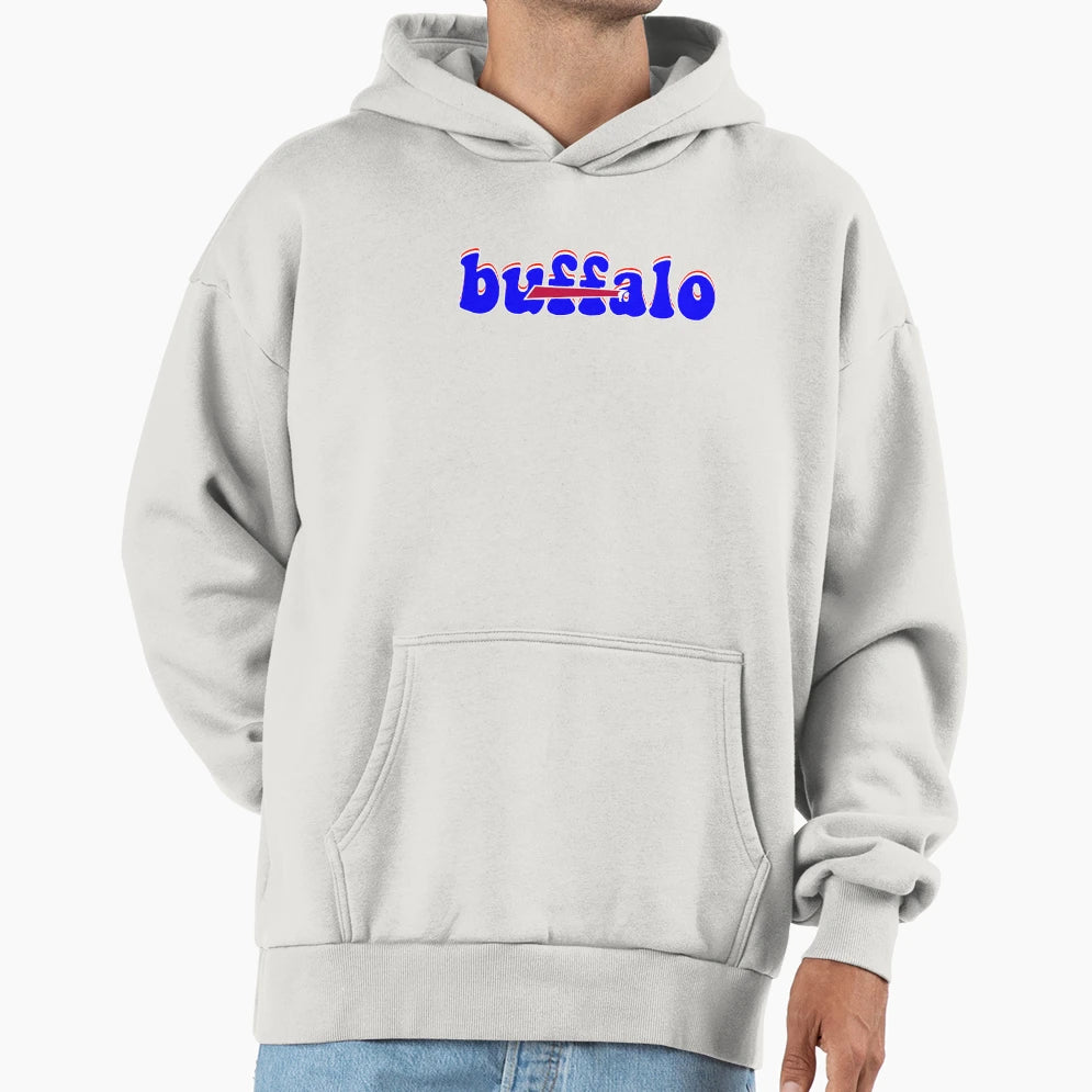 Buffalo Bills Groovy Font Hoodie - Novelty Apparel for Adults - T-Shirt, Sweatshirt, Hoodie