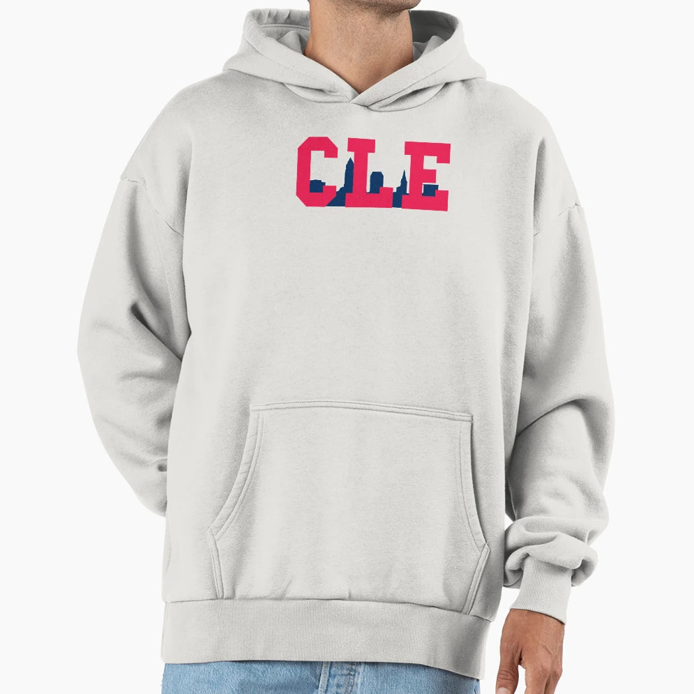 Cle Skyline Baseball Hoodie - Minimalist Print for Adults - T-Shirt, Sweatshirt, Hoodie