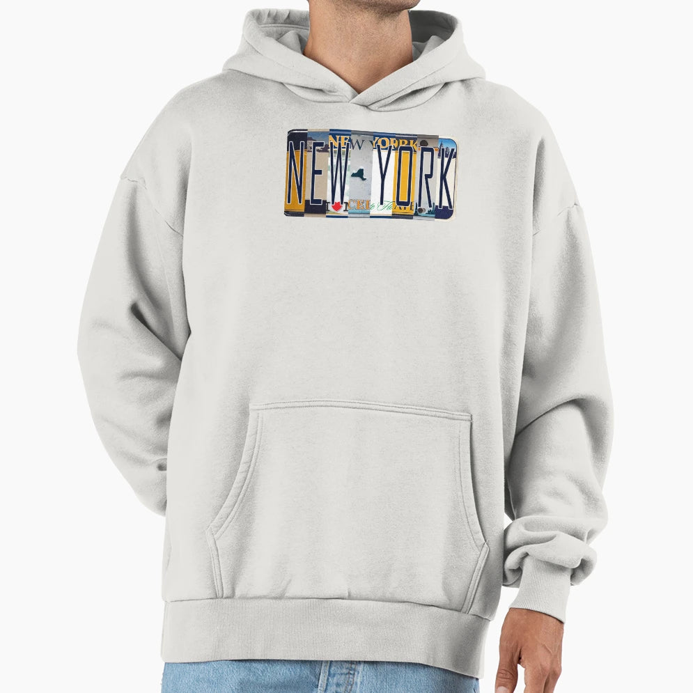 New York License Plates Hoodie - Unique Graphic Men Women - T-Shirt, Sweatshirt, Hoodie