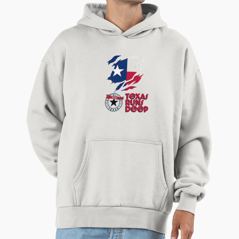 New Texas Republic Texas Runs Deep Hoodie - Trendy Graphic Men Women - T-Shirt, Sweatshirt, Hoodie