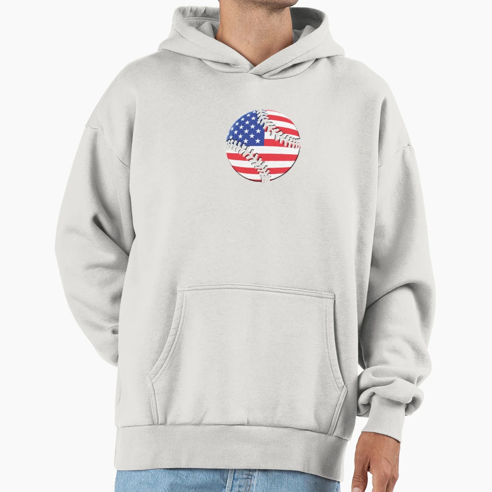 Usa Softball Baseball American Flag Hoodie - Aesthetic Graphic Men Women - T-Shirt, Sweatshirt, Hoodie